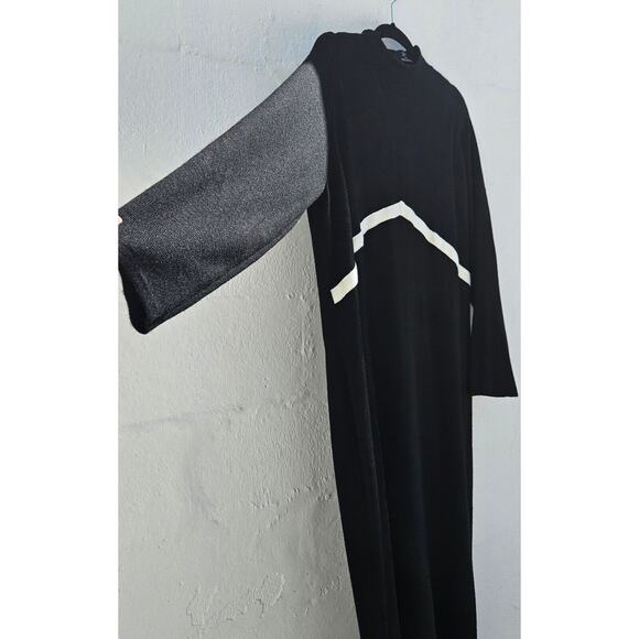 Vintage Maxi Dress Womens 2X Black White Wool Knit Mod 60s 70s Retro Old Money - Picture 4 of 10